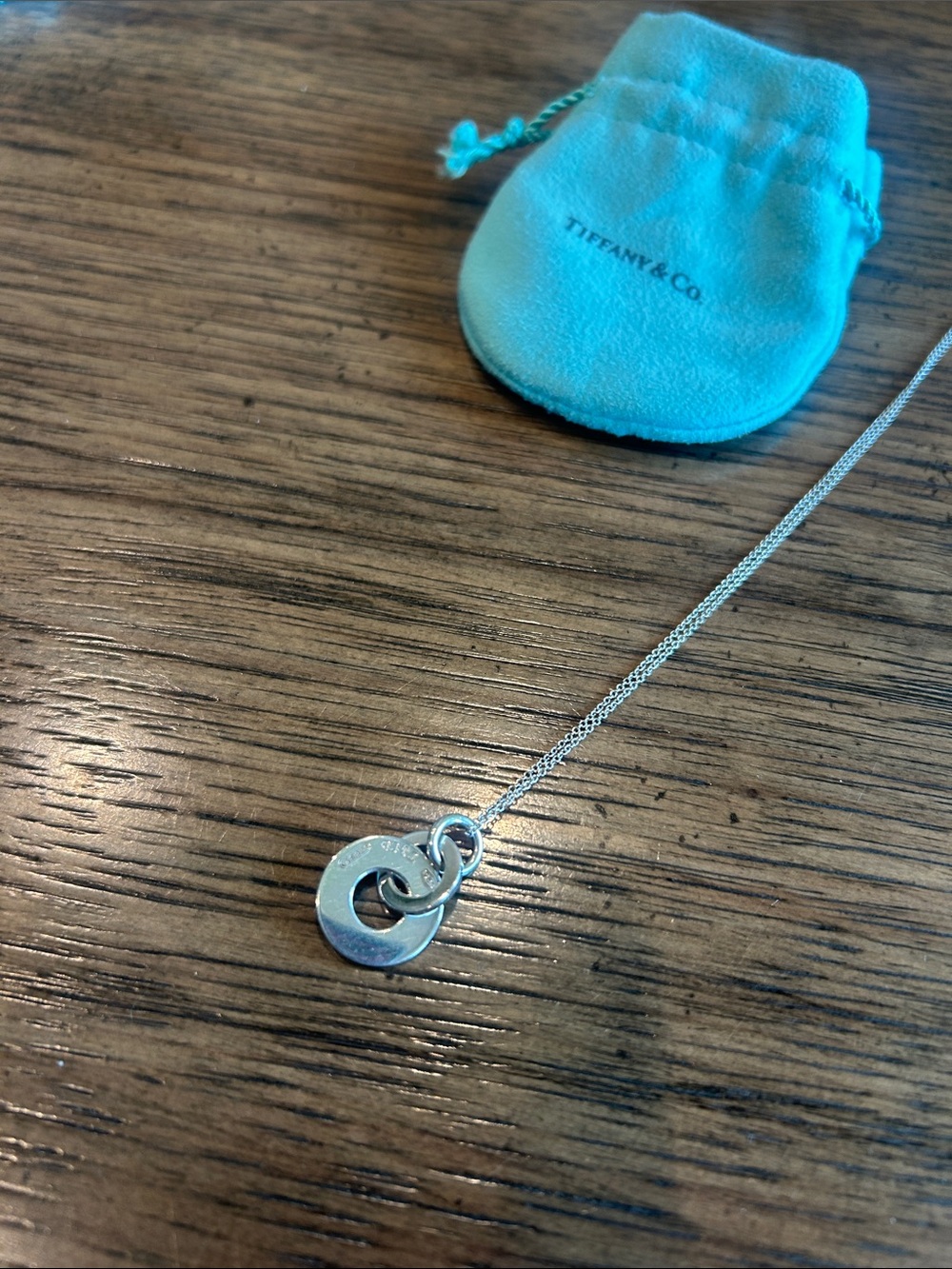 Tiffany & Co. Silver Interlocking Circle Necklace with Tiffany Blue Pouch - Picture 2 of 4
